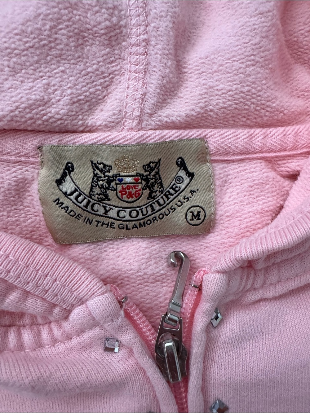 Vintage Juicy Couture Women's Pink and Black Hoodie - Picture 9 of 10